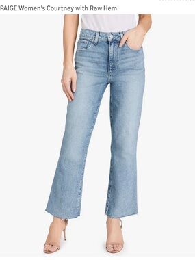 PAIGE Light Blue Cropped Courtney Jeans in Khristen Distressed raw hem 29 EUC
